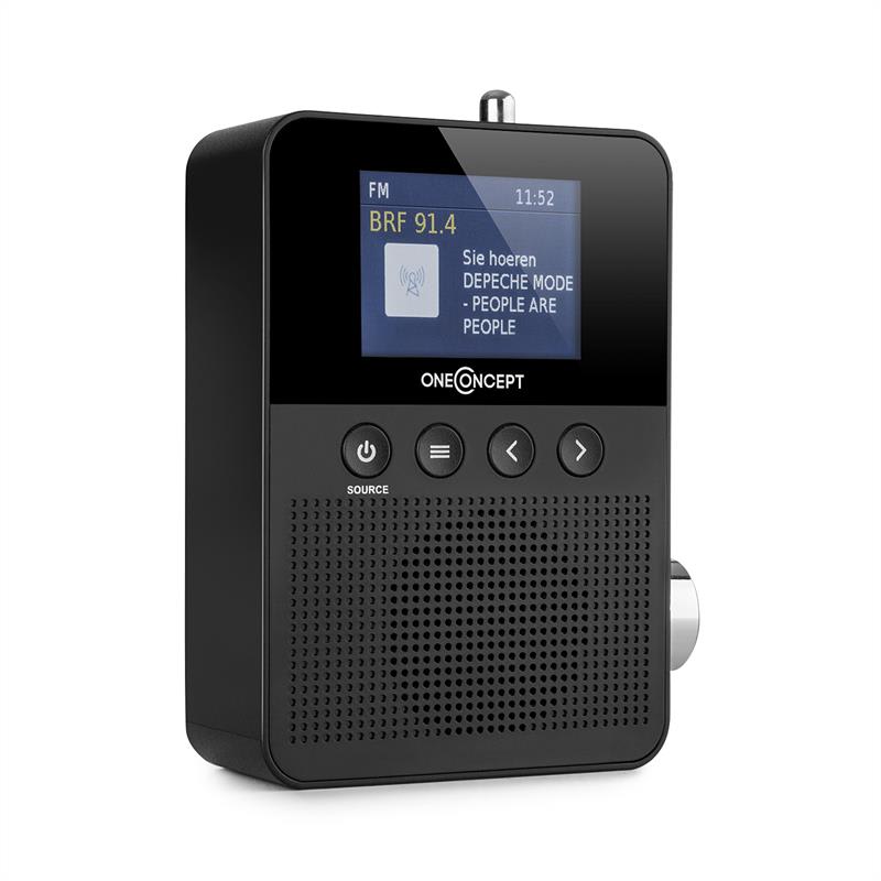 OneConcept Plug+Play DAB, rádio do zásuvky, DAB+/FM, BT, TFT displej, černé