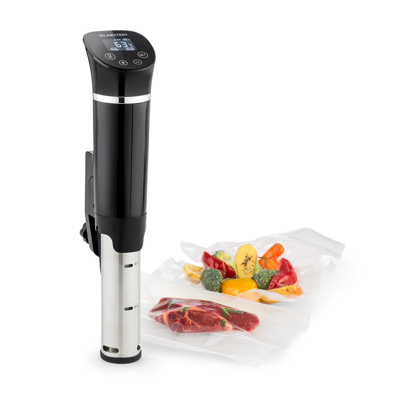 Klarstein Quickstick Flex, sous vide vařič, 1300 W, 0-95 °C, 3D cirkulace, IPX7, časovač, černý