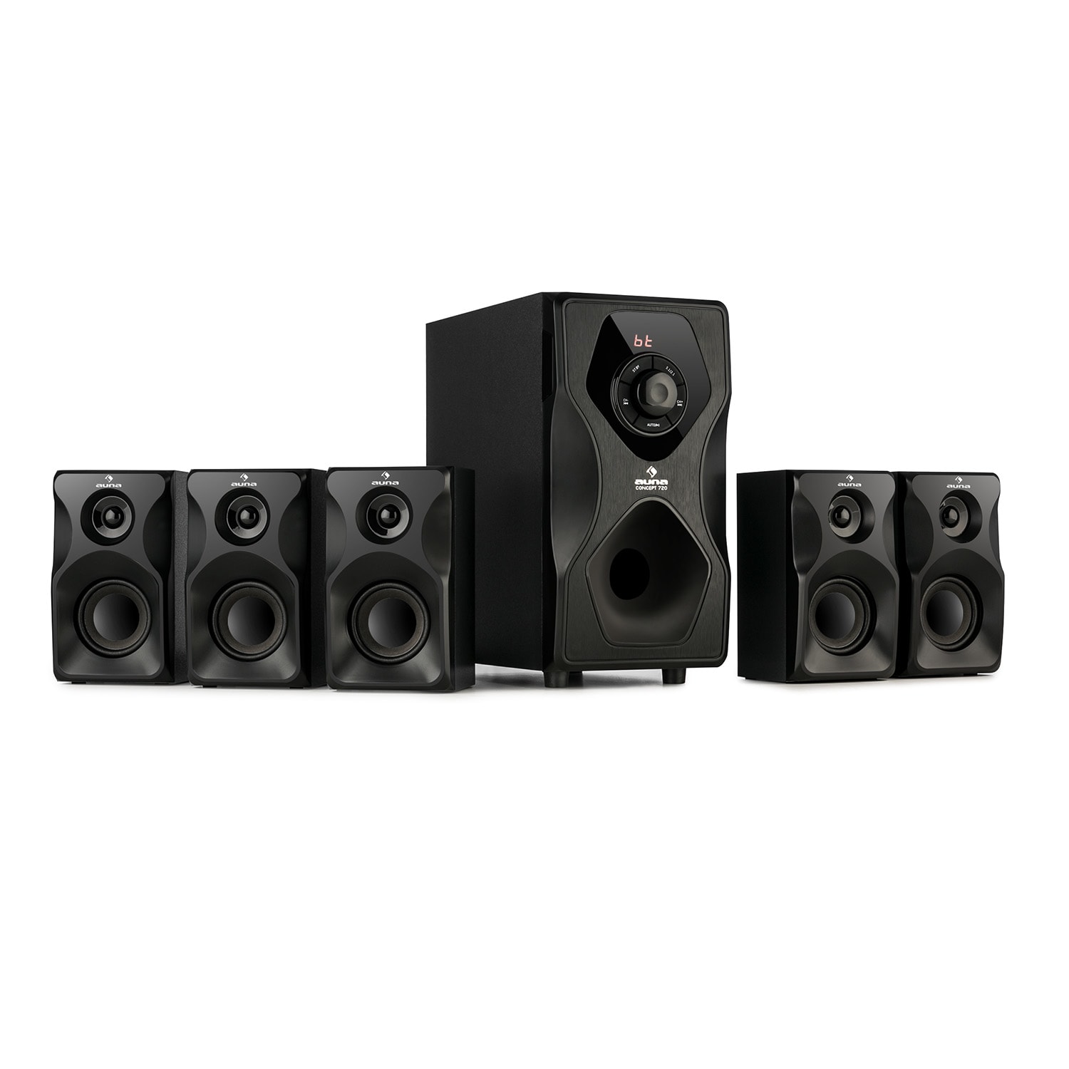 Auna Concept 720, 5.1 reproduktorový systém, 95 W, OneSide subwoofer, BT, USB, SD