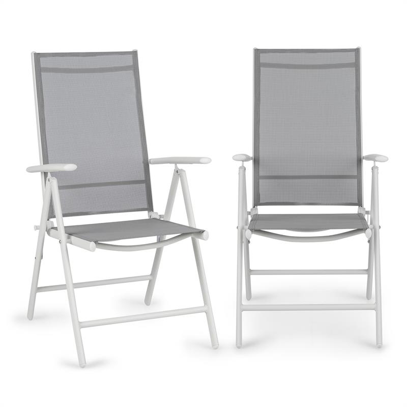 Blumfeldt Almeria, skládací židle, sada 2 kusů, 56,5 x 107 x 68 cm, Comfortmesh, hliník/bílá