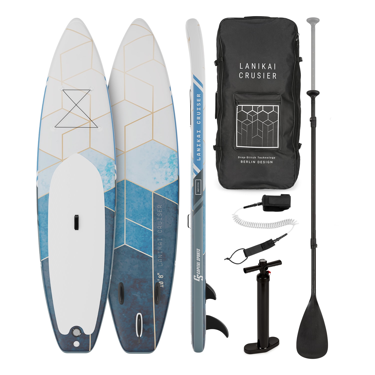 Capital Sports Lanikai Cruiser 10.8, nafukovací paddelboard, souprava se SUP deskou, 330 × 77 × 15