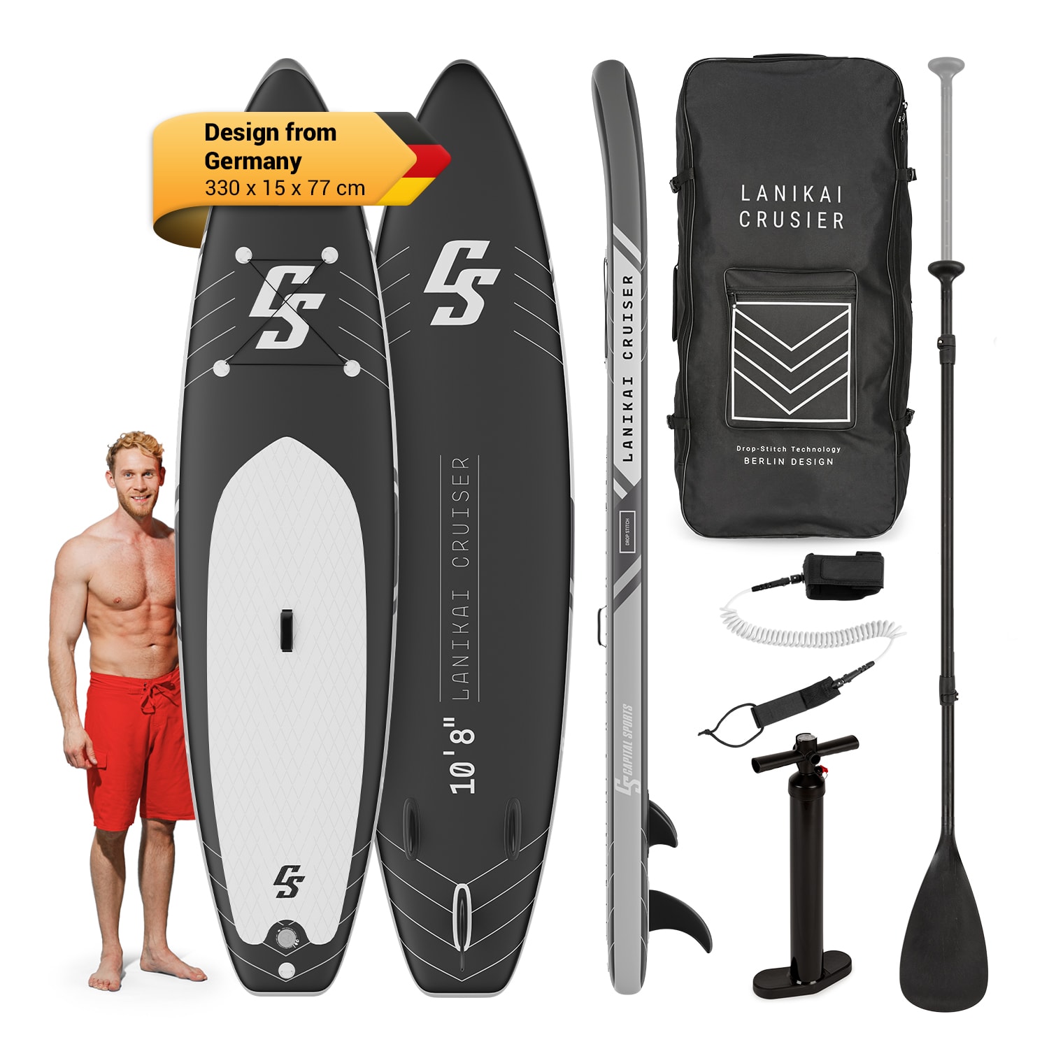 Capital Sports Lanikai Cruiser 10.8, nafukovací paddelboard, súprava so SUP doskou, 330 × 77 × 15