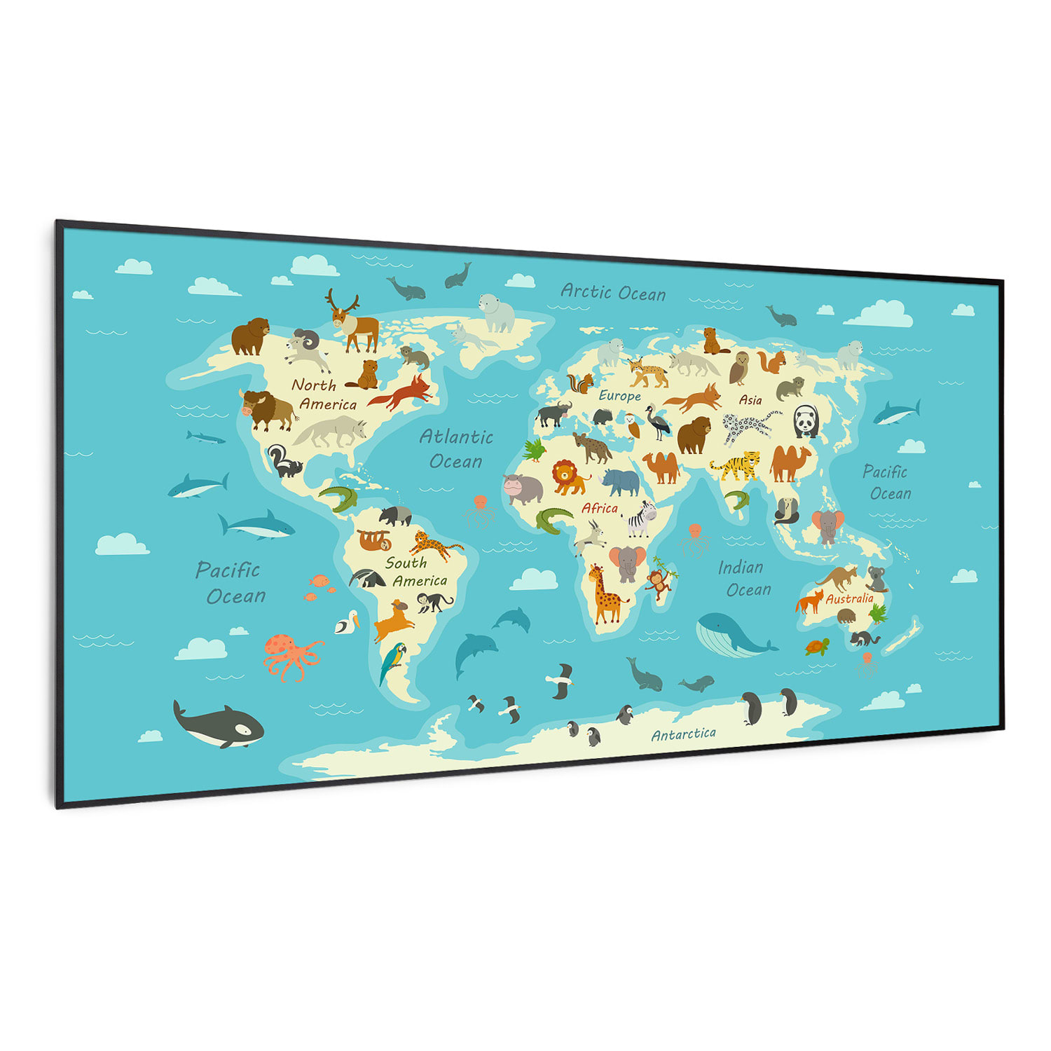 Klarstein Wonderwall Air Art Smart, infračervený ohrievač, 120 x 60 cm, 700 W, mapa so zvieratami