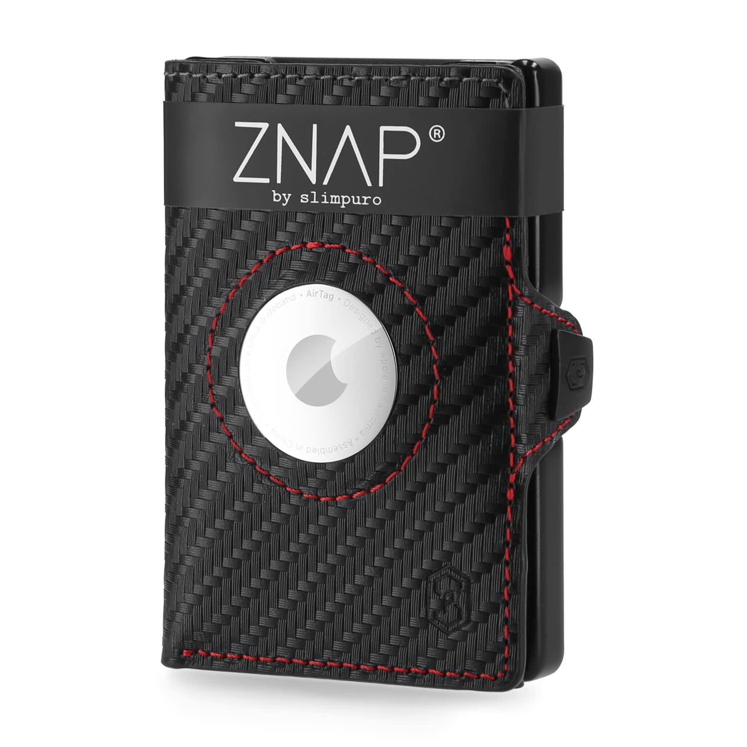 Slimpuro ZNAP Airtag Wallet, 8 karet, přihrádka na mince, 8,9 x 1,5 x 6,3 cm (Š x V x H), ochrana RFID