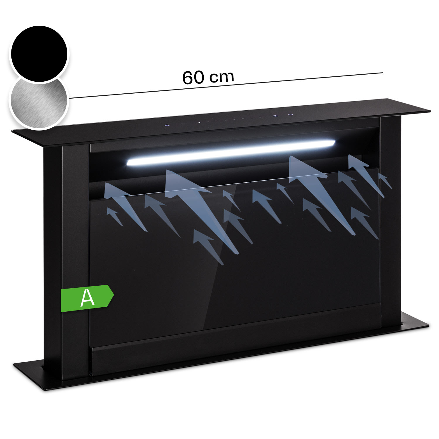 Klarstein Royal Flush Eco, digestor, 60 cm, výsuvný, 576 m³/h, A+, čierny