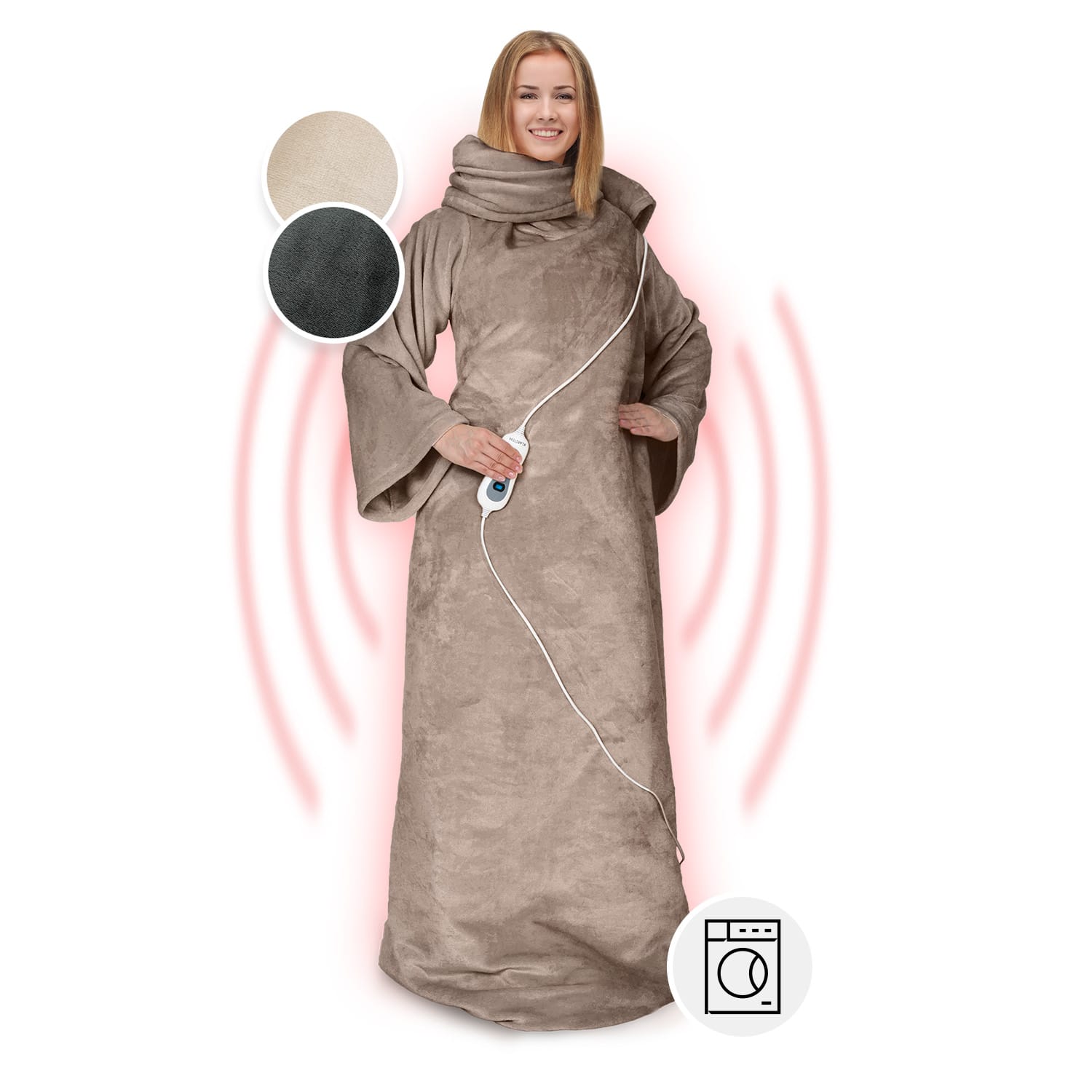 Klarstein Slanket Elektrická deka s rukávy 120W 155x180cm Coral Fleece