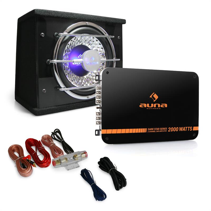 Auna Auto HiFi set Black line 100, zesilovač, subwoofer, až 1400W