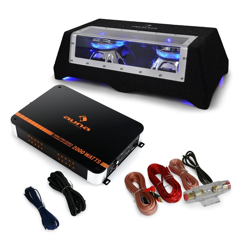 Auna Auto HiFi set Black Line 120, zesilovač, subwoofer, až 1600W