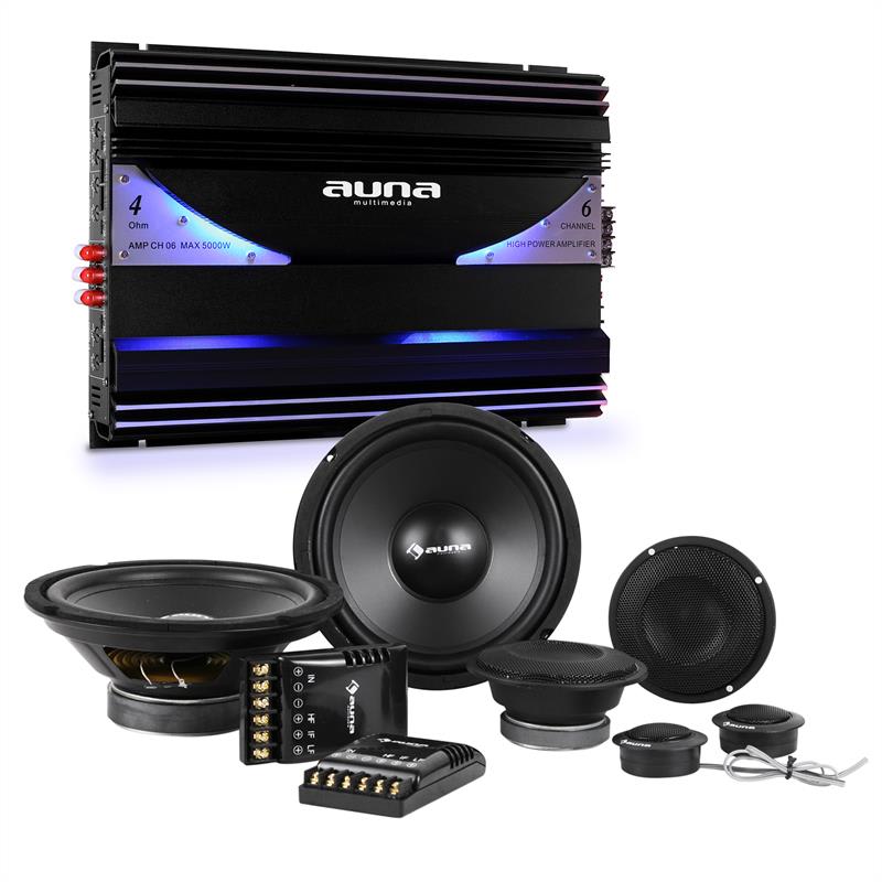 Auna CS Comp 8, Hi-Fi sestava do auta, sada reproduktorů / 6-kanálový koncový zesilovač