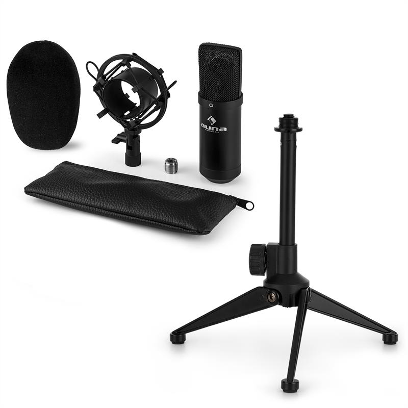 Auna CM00B mikrofonní sada V1 – černý studiový mikrofon s pavoukem a stolním stojanem
