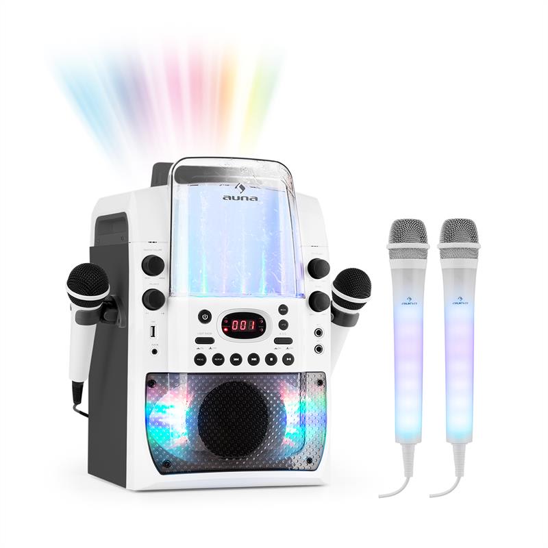 Auna Kara Liquida BT grau + Dazzl Mic Set Karaokeanlage Mikrofon LED-Beleuchtung