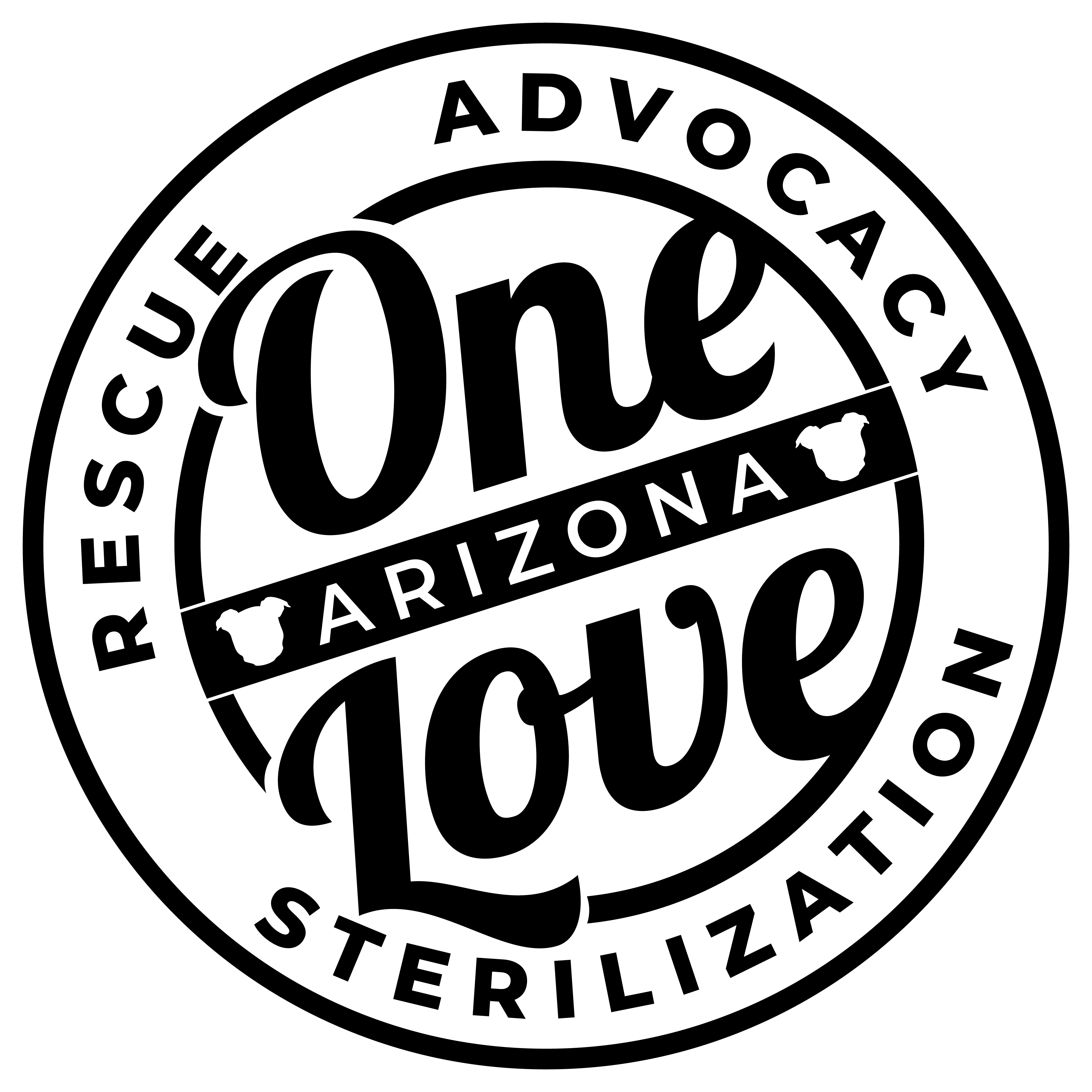 Logo for "ONE LOVE ARIZONA RESCUE ADVOCACY & STERILIZATION"