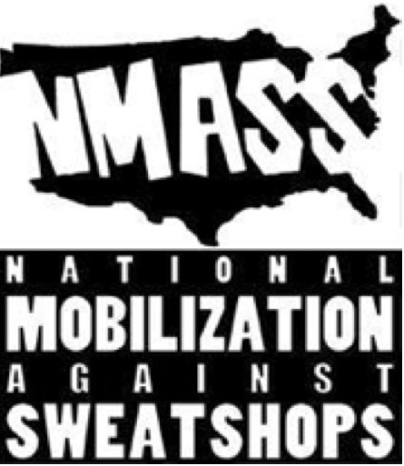 Logo for "NATIONAL MOBILIZATION AGAINST SWEATSHOPS SWEATSHOPS INC"