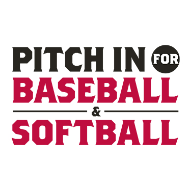 Logo for "PITCH IN FOR BASEBALL AND SOFTBALL"