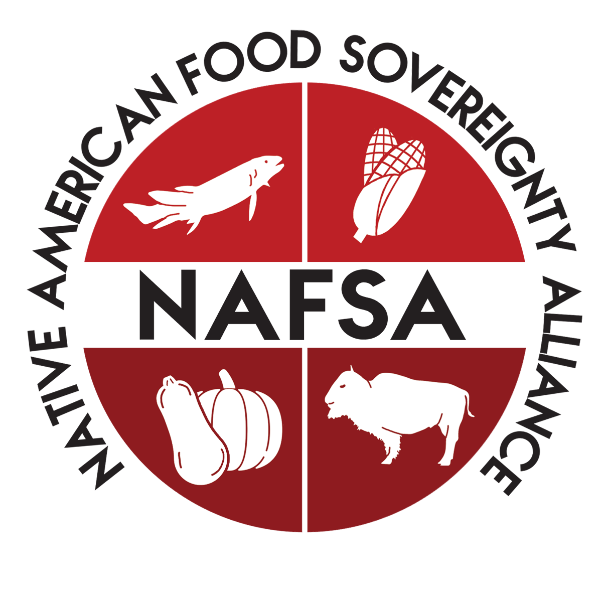 Logo for "Native American food sovereignty alliance dba NAFSA"