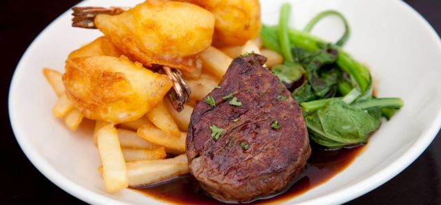 $19.95 Medallion Steak and Crispy Prawns at Coventry Seafood Bar & Grill