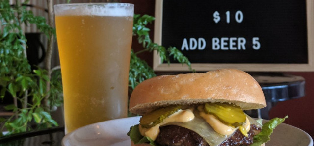 $10 Bagel cheeseburger at BARK Subiaco