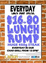 $16.90 Huge 450g Rump Steak at The Caxton Hotel