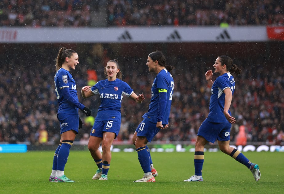 Chelsea FC Wanita vs Arsenal W.F.C. Women's Champions League quarter-final match at Stamford Bridge