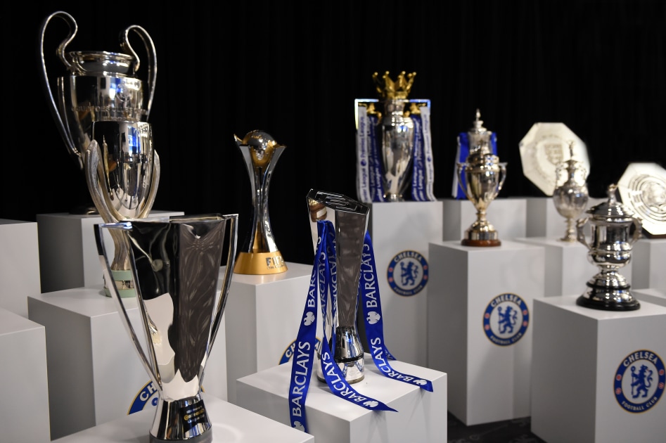  Chelsea Football Club's trophy cabinet is a display of the club's silverware, which includes the Premier League, FA Cup, UEFA Champions League, and many others.