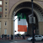 Irish Flag hanging in Rowes Wharf