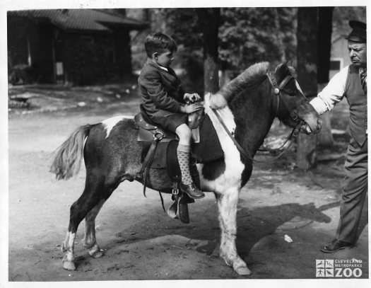 1934 - Boy on Pony in Petting Zoo