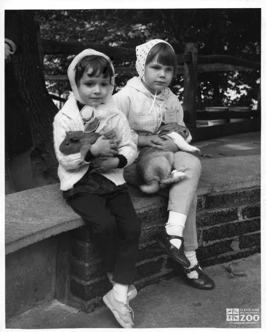 1950's - Girls with Rabbit and Guinea Pig