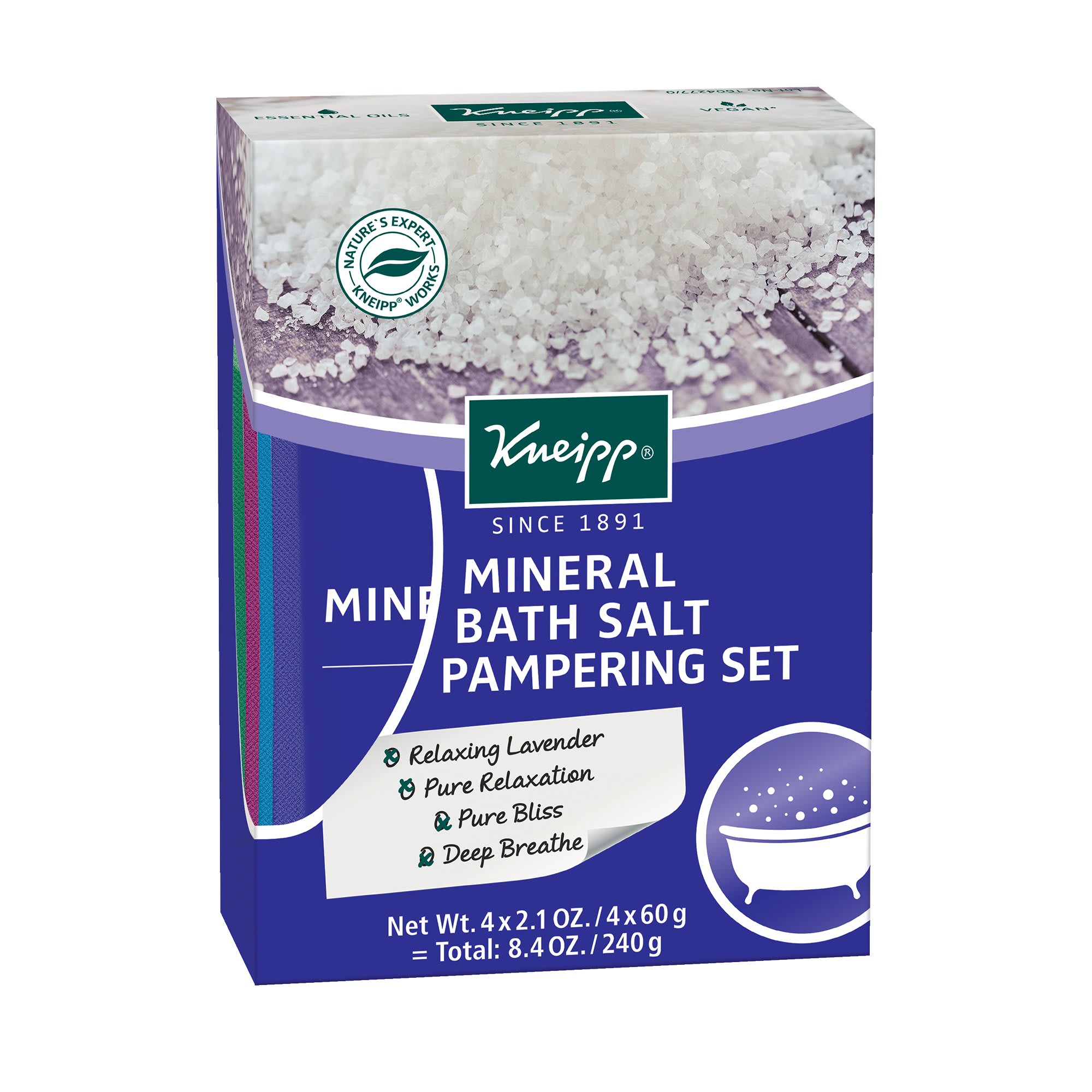 Kneipp Holiday Pampering Mineral Bath Salt 4 Piece Gift Set 2.01 Oz.