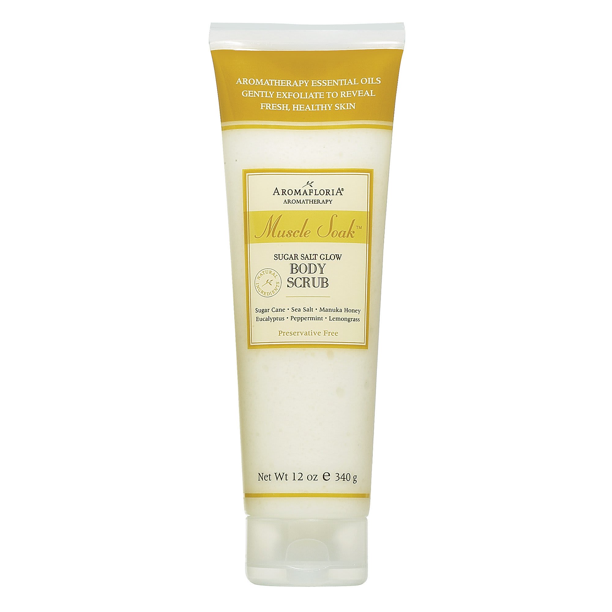 Aromafloria Muscle Soak Sugar Salt Glow Body Scrub 12 Oz.