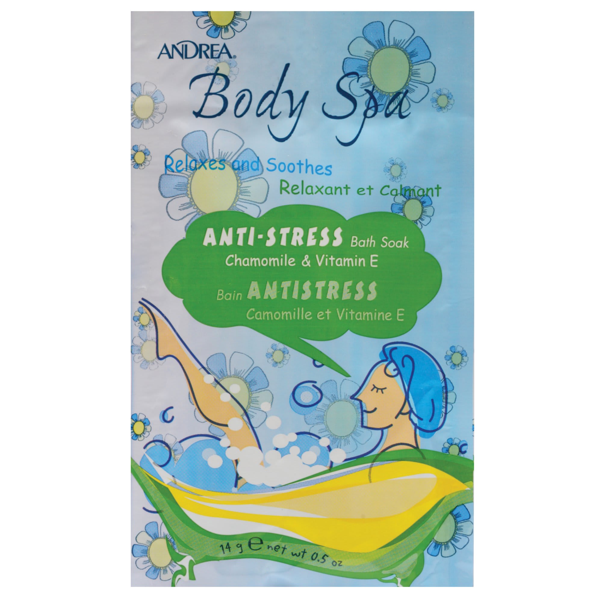 Andrea Body Spa Chamomile & Vitamin E Anti-Stress Bath Soak 0.5 Oz.