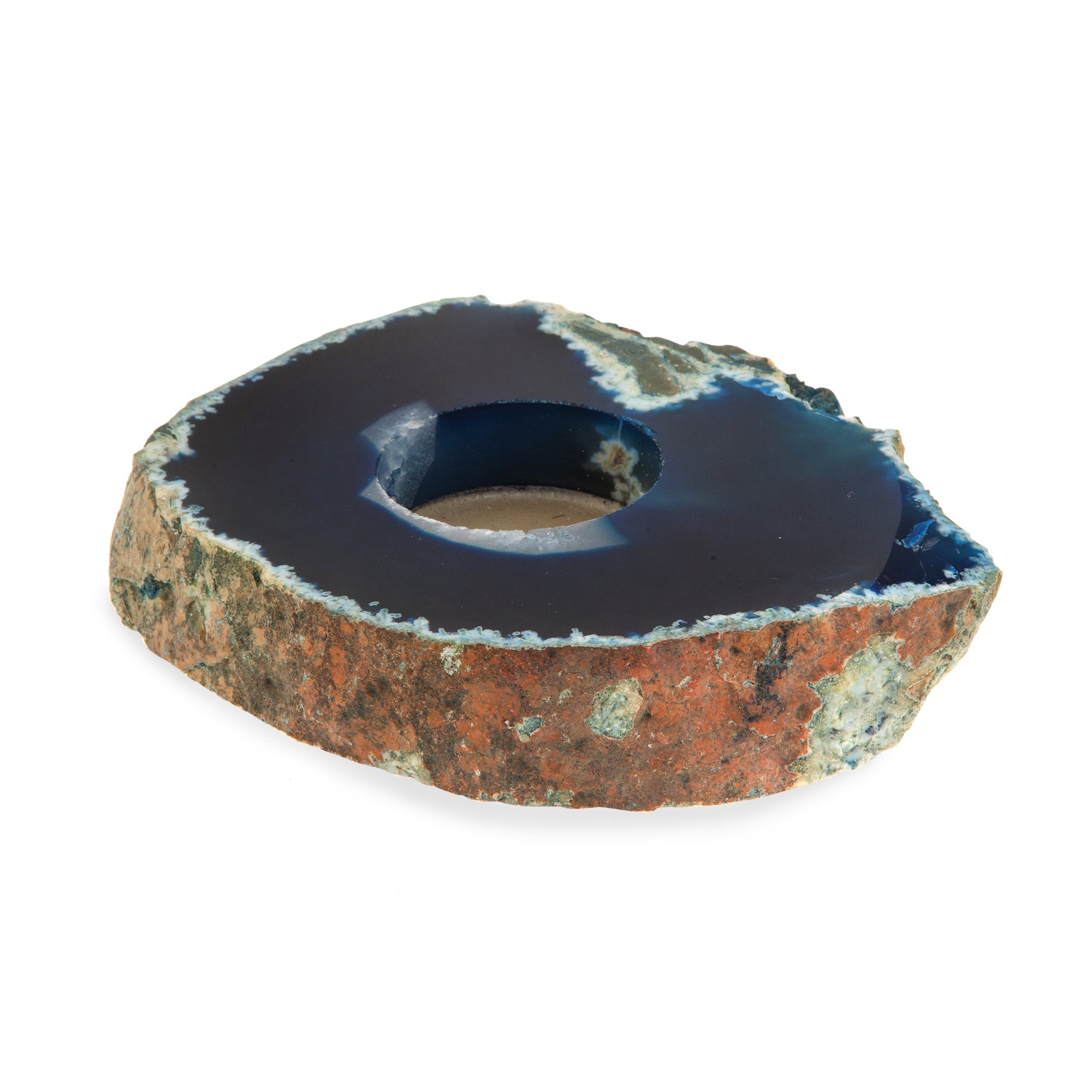 Blue Sliced Agate Candle Holder
