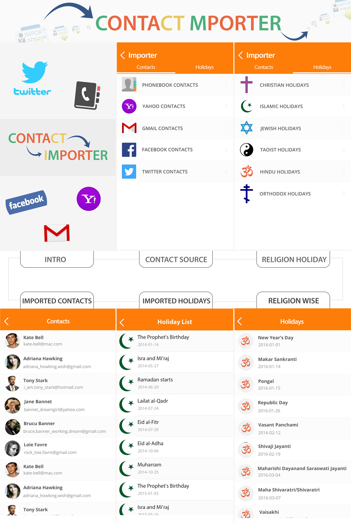 Importer Utility App for Social media contact's and Holidays Obj-C - 3