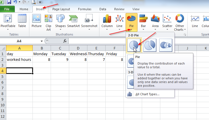 make a pie chart in excel 2007