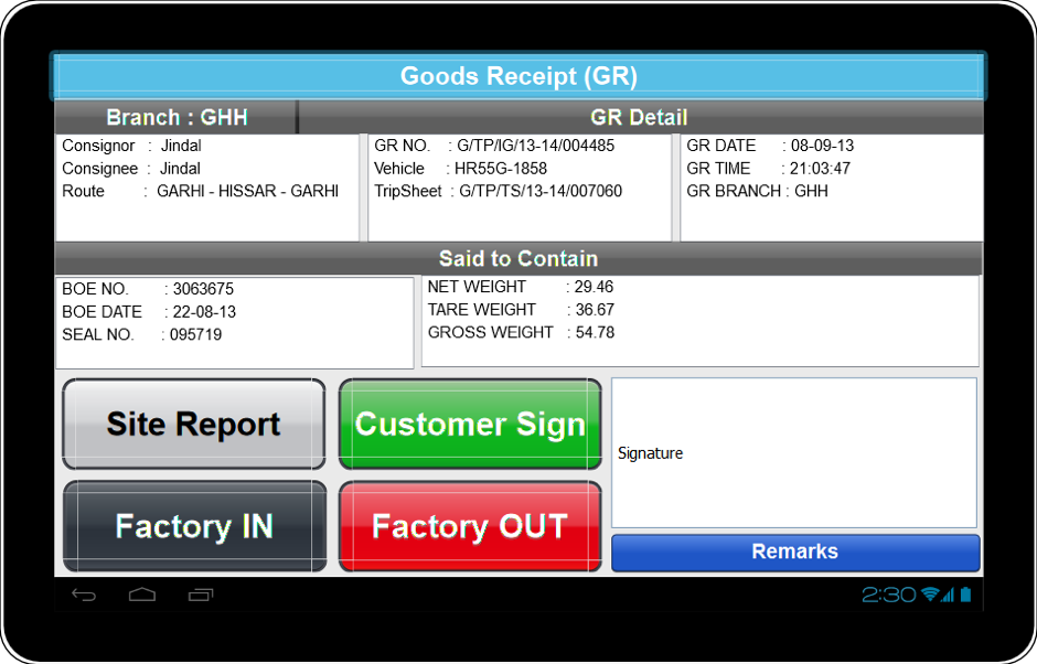 Logistic tablet Client