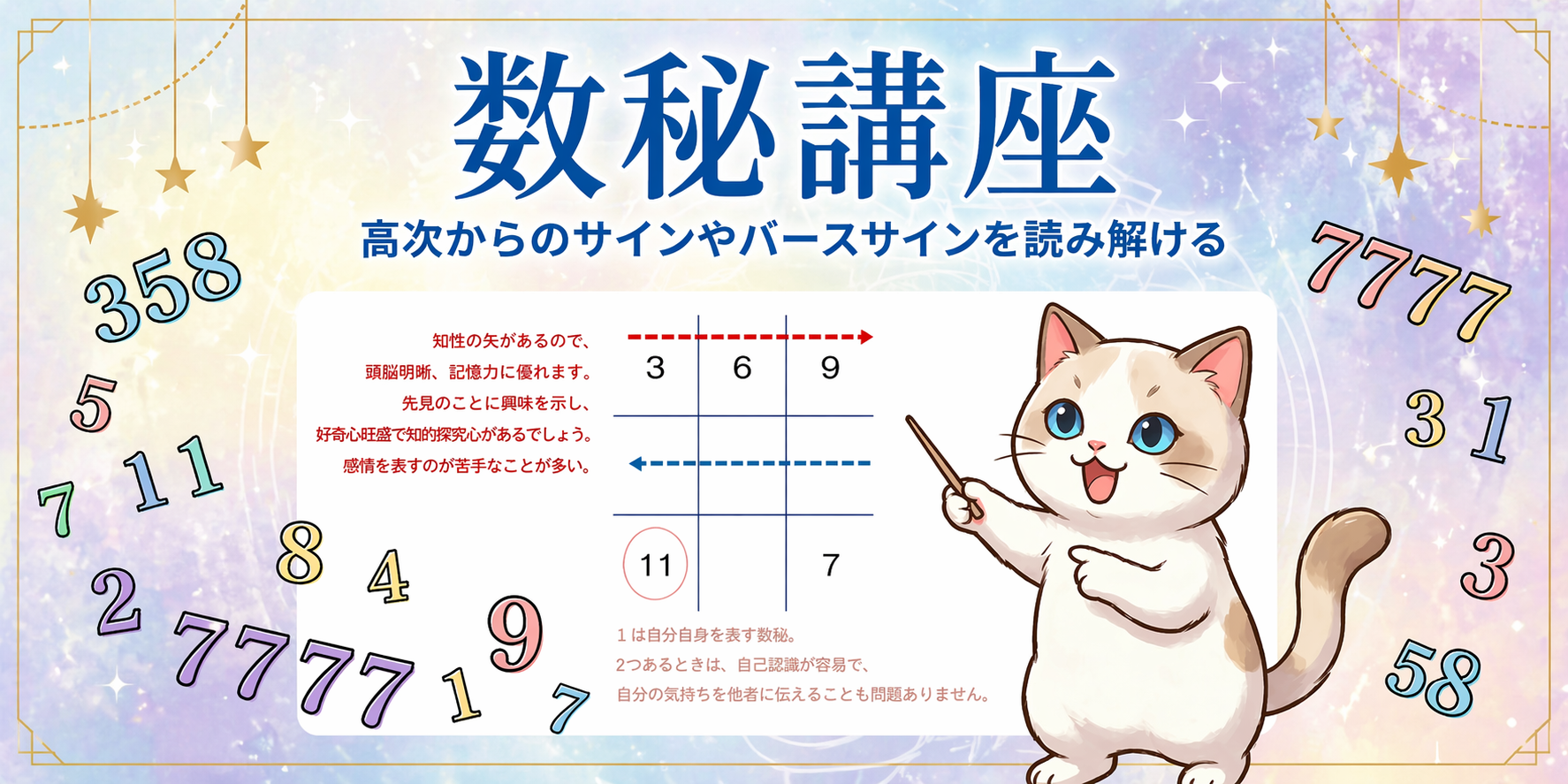 数秘講座｜高次元からのサインを読み解くオンライン講座【初心者OK・アーカイブ受講可】