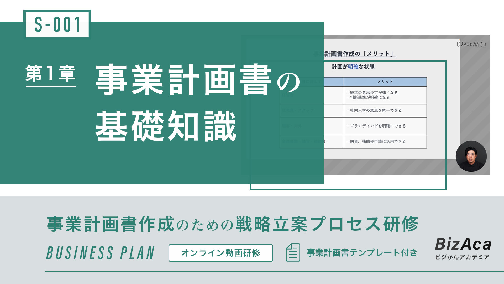 【S-001】事業計画書の基礎知識（事業計画書作成のための戦略立案プロセス研修）