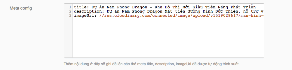 Giao diện config meta data cho route động Giao diện config meta data cho route động