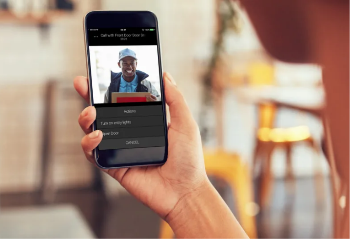 Delivery Person on the screen of a mobile phone
