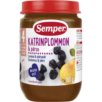 Barnmat Katrinplommon Päron 4 Mån
