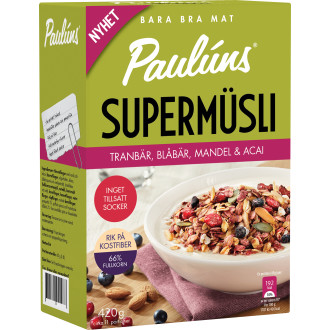 Supermüsli Tranbär, Blåbär, Mandel & Acai