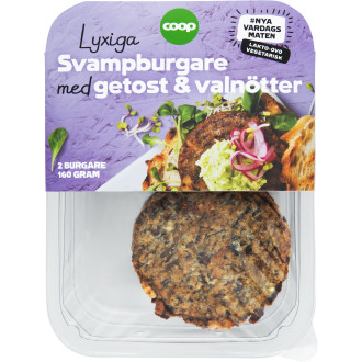 Svampburgare Getost & Valnötter 2-Pack