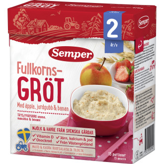 Fullkornsgröt Äpple/Banan/Jordgubb 2 År