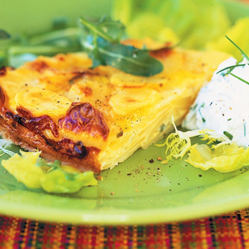 Potatistortilla med chèvrekräm
