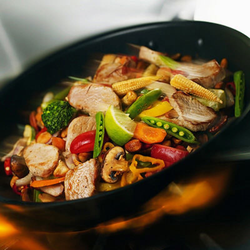 Fläskfiléwok med cashewnötter