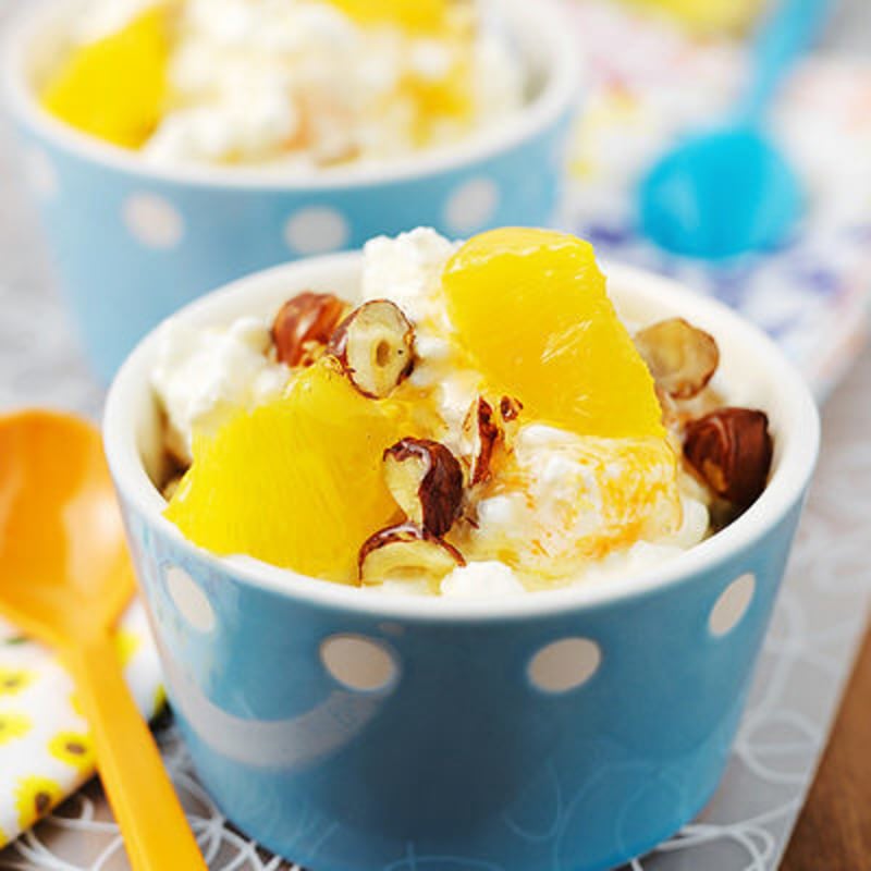Apelsin- och cottage cheese-dessert