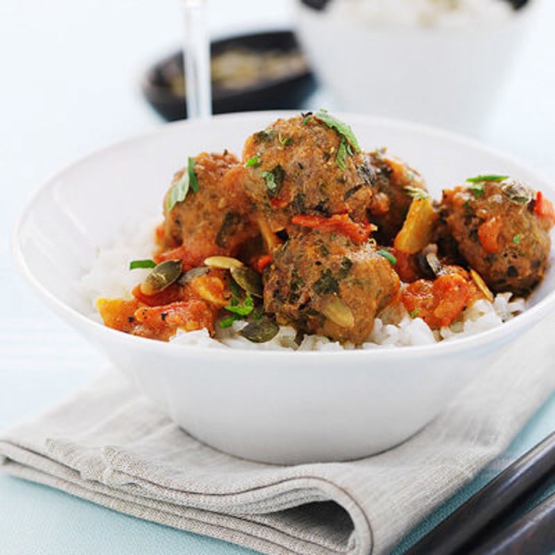 Lammfärsfrikadeller i tomatsås