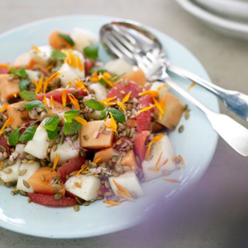 Melon- och grapefruktsallad