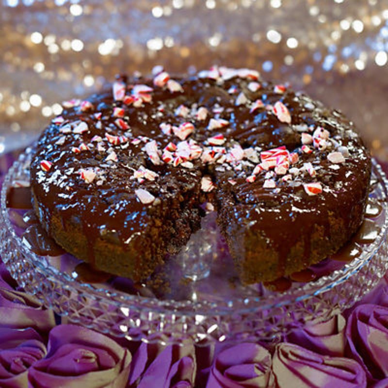 Mintchokladkaka med polkaströssel