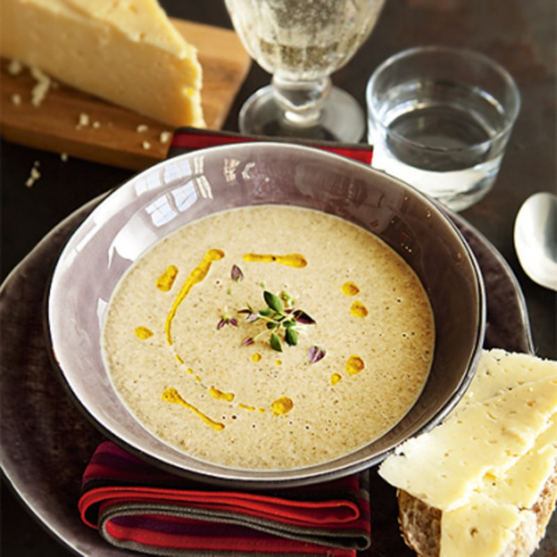 Svampsoppa med chèvre chaud