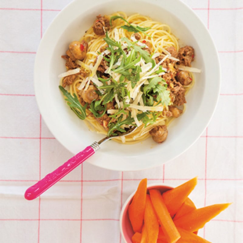 Krämig köttfärssås med champinjoner